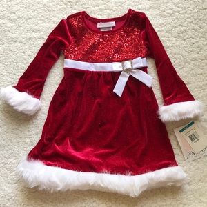 Bonnie Baby Girls Glitter Velvet Christmas Dress